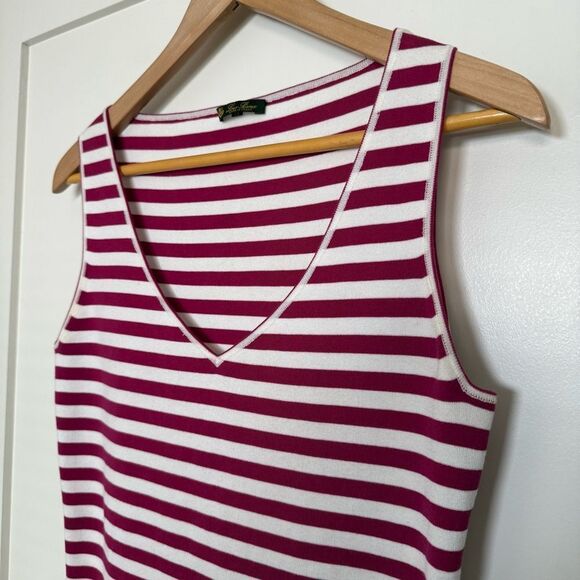 Loro Piana Tank Top Sz 46 White Fuchsia Striped Sleeveless N Neck Stretch Summer - Picture 2 of 14